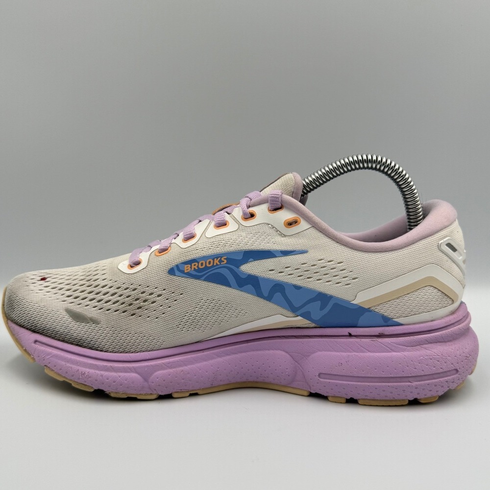Brooks Ghost 15 Womens Running Shoes 8.5 Cream Lavender Purple 1203801B177 - Picture 2 of 9
